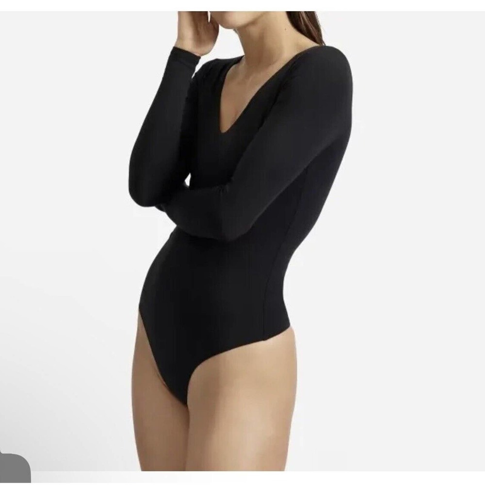 NWT Everlane The Long Sleeve V Neck Bodysuit Full Coverage Supima Cotton SZ XS
